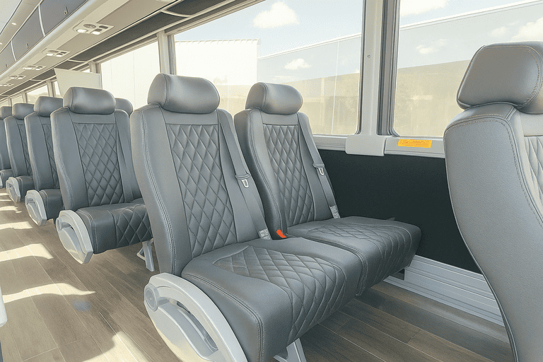 interior of Lancaster Minibus Company charter bus